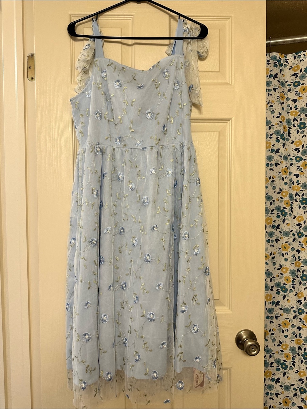 Light Blue Floral Embroidered Dress